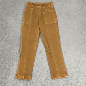 Spanx Twill Straight leg Pants Women M Acorn Brown Pull On Stretch